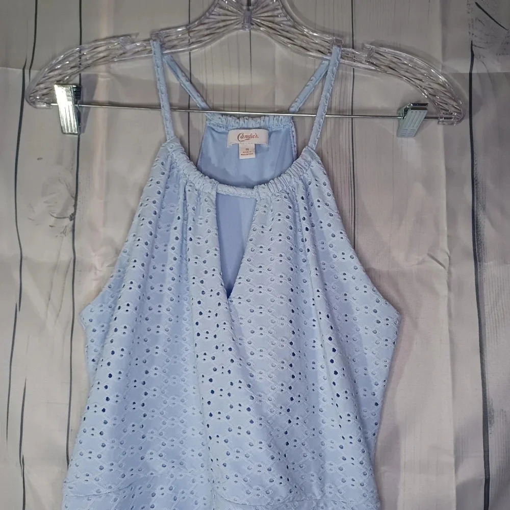 Candie’s 90’s Y2K Coquette Eyelet Lace Keyhole halter fit & flare summer dress - Picture 4 of 8